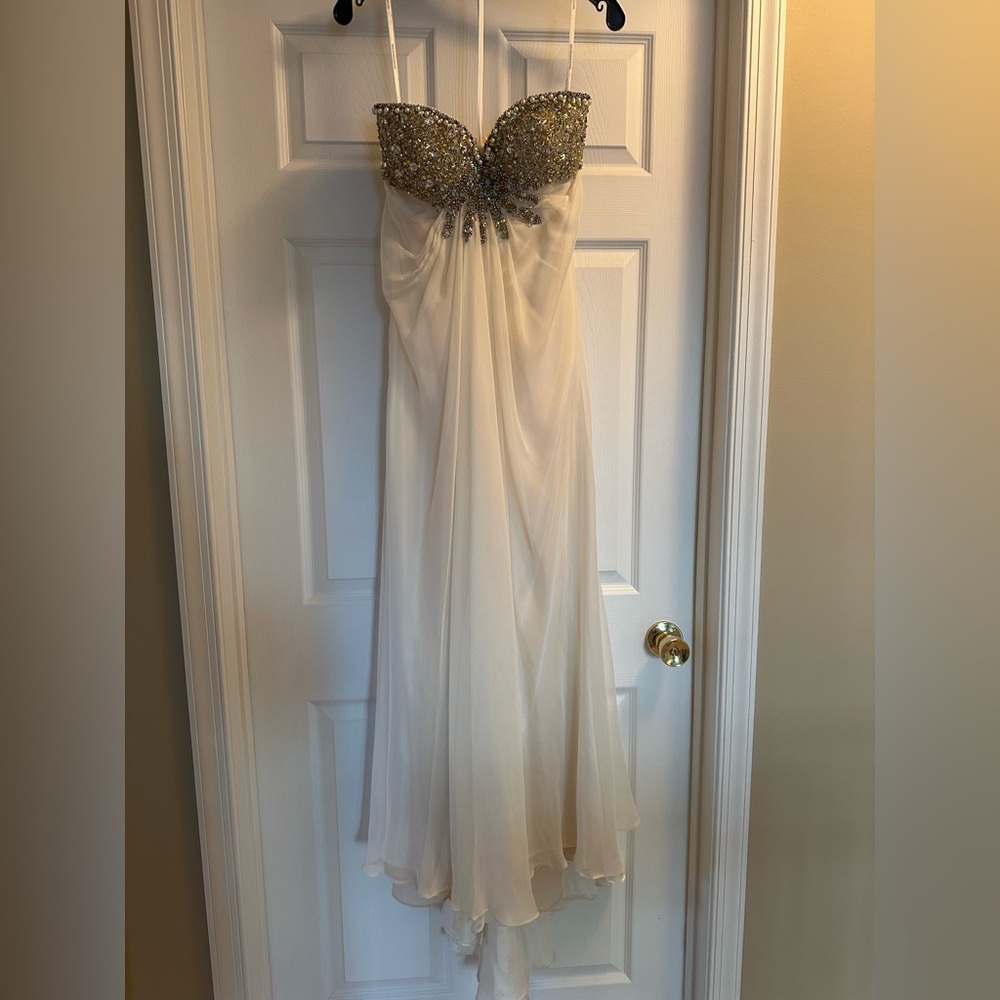 Alyce Paris Jeweled Cream Prom Gown